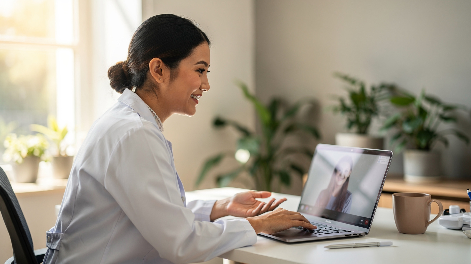Doctor holding a virtual consultation with a patient through the Curasix telemedicine module